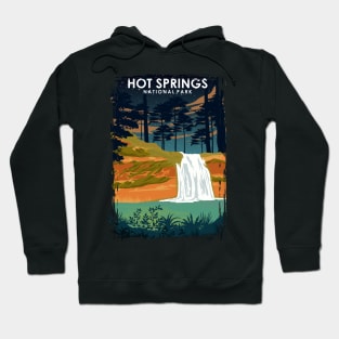 Hot Springs National Park Vintage Minimal Retro Travel Poster at Night Hoodie